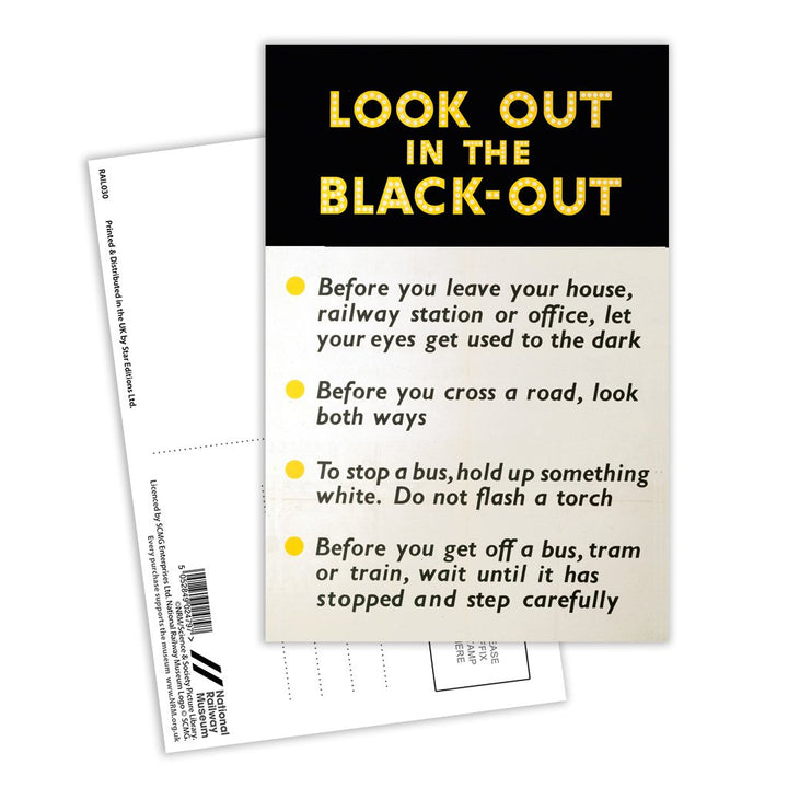 Look Out in the Black-Out Postcard Pack of 8