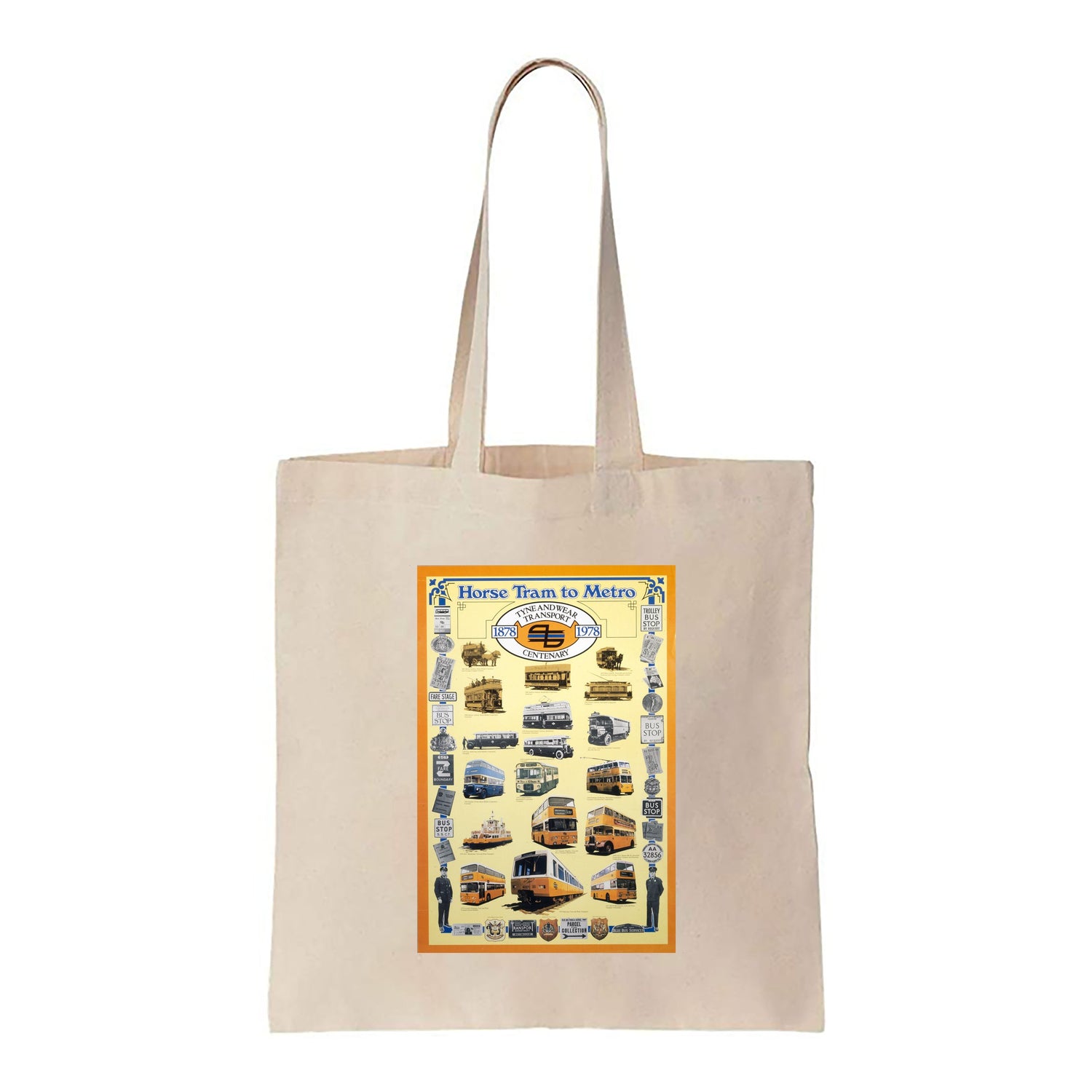 Horse Tram to Metro, Tyne and Wear Transport Centenary - Canvas Tote Bag