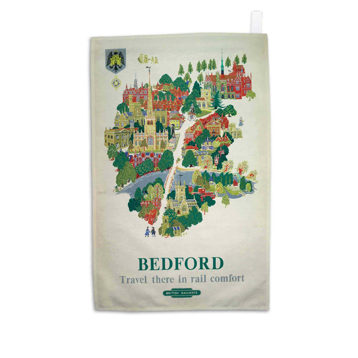 Bedford, Travel There in Rail Comfort - Tea Towel