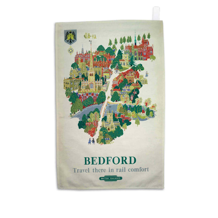 Bedford, Travel There in Rail Comfort - Tea Towel