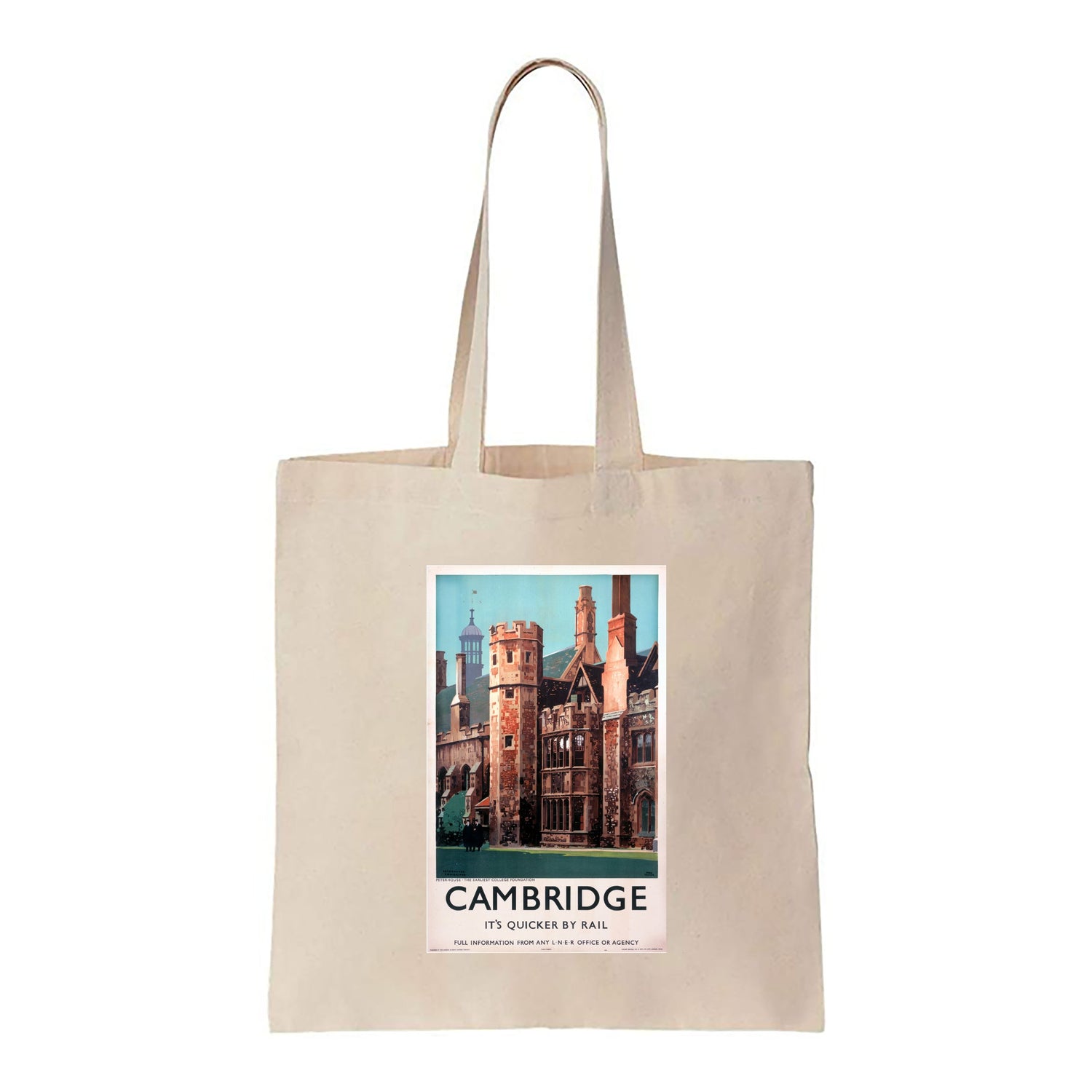 Cambridge it's Quicker by Rail - Peterhouse - Canvas Tote Bag