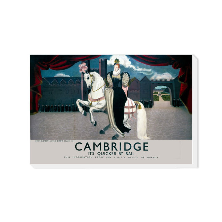 Queen Elizabeth on Horse Visiting Cambridge - Canvas