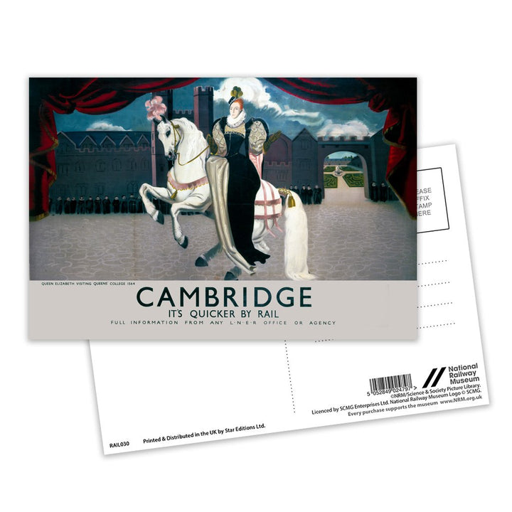 Queen Elizabeth on Horse Visiting Cambridge Postcard Pack of 8