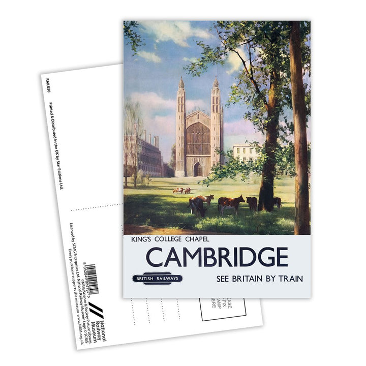 Cambridge - King's College Chapel, See Britain By Train Postcard Pack of 8