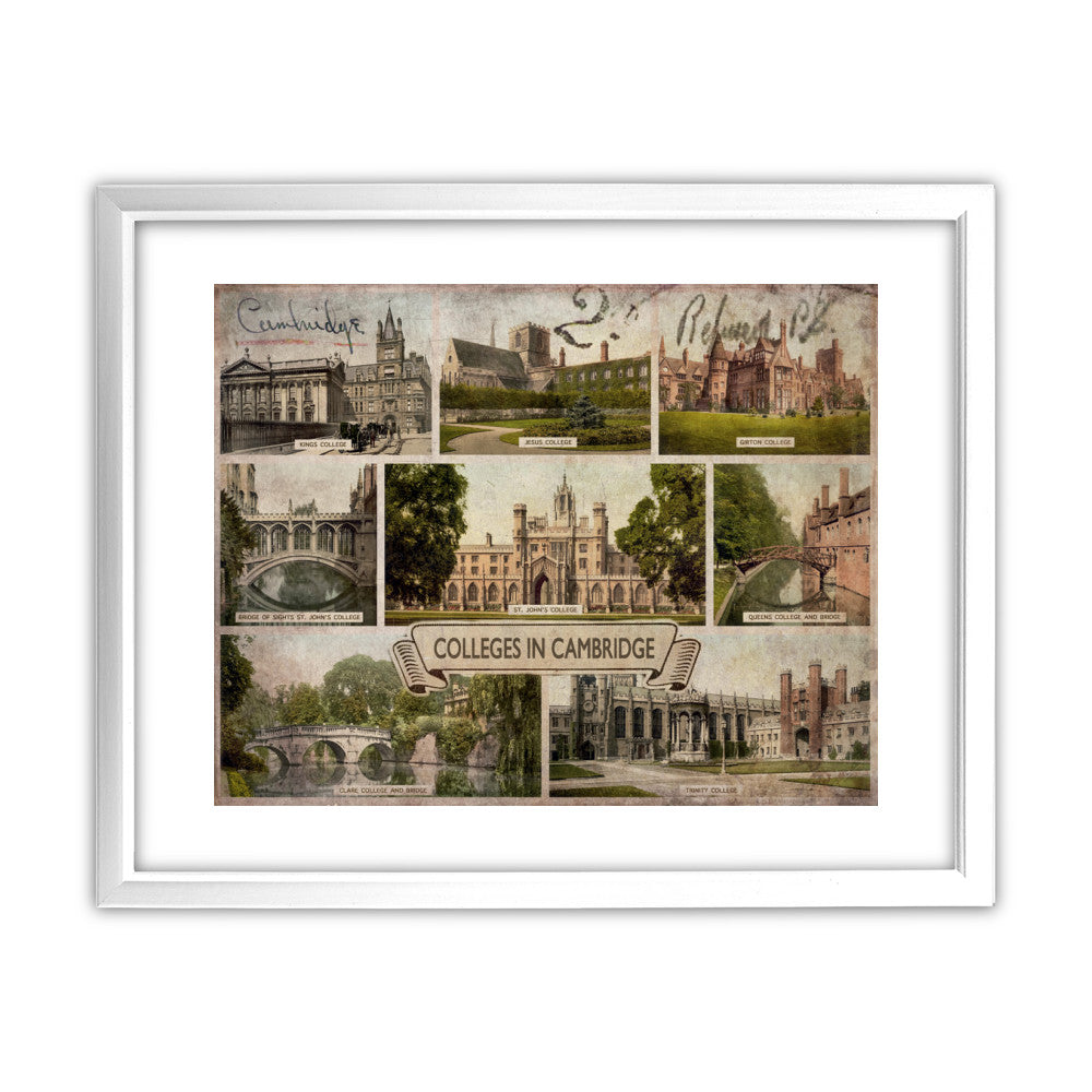 Cambridge Colleges 11x14 Framed Print (White)