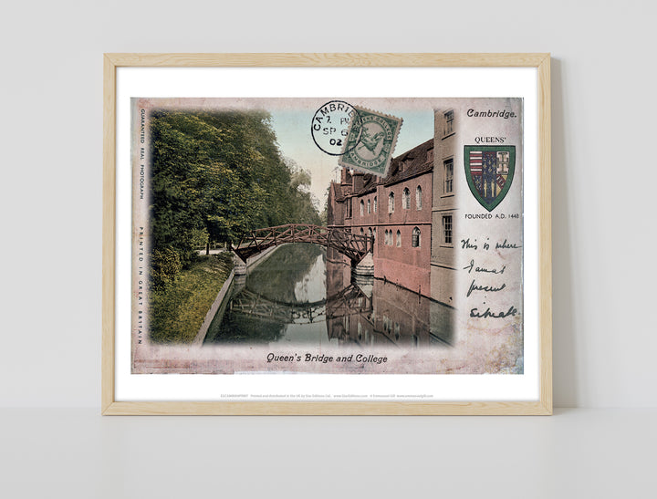 Queens Bridge and College, Cambridge - Art Print