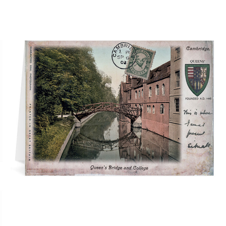 Queens Bridge and College, Cambridge Greeting Card 7x5