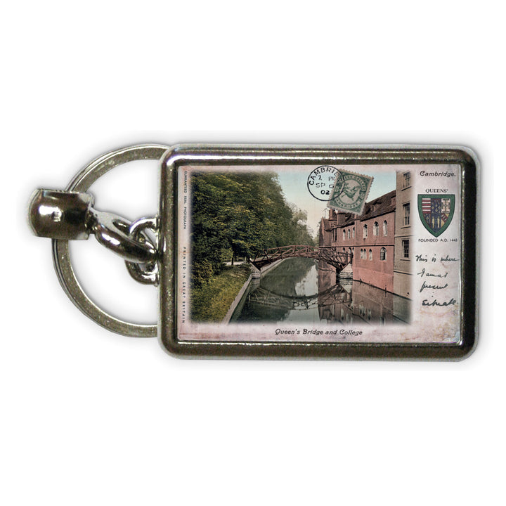 Queens Bridge and College, Cambridge Metal Keyring