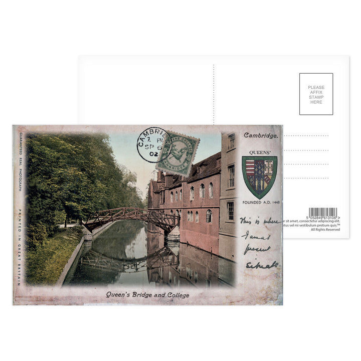 Queens Bridge and College, Cambridge Postcard Pack