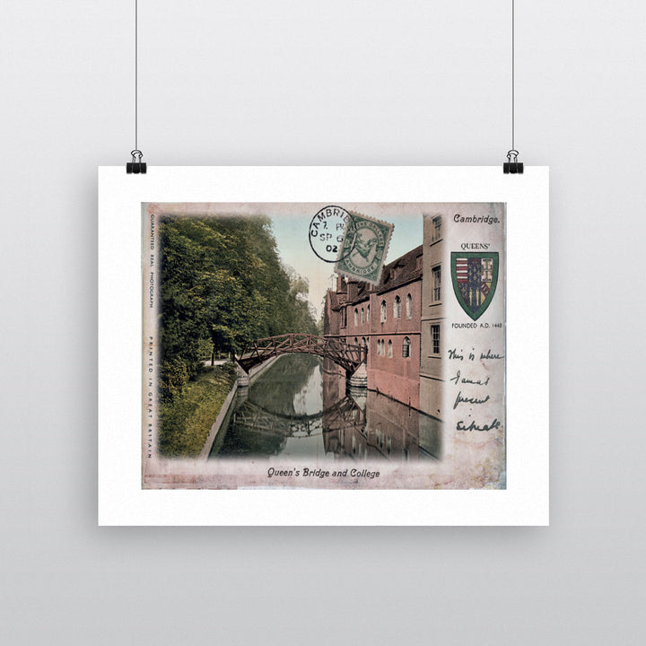 Queens Bridge and College, Cambridge 90x120cm Fine Art Print
