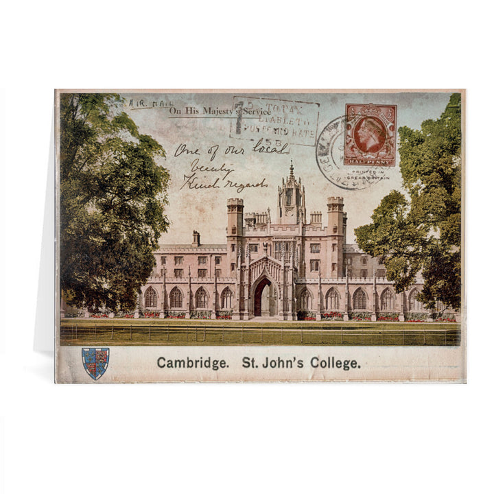 St Johns College, Cambridge Greeting Card 7x5