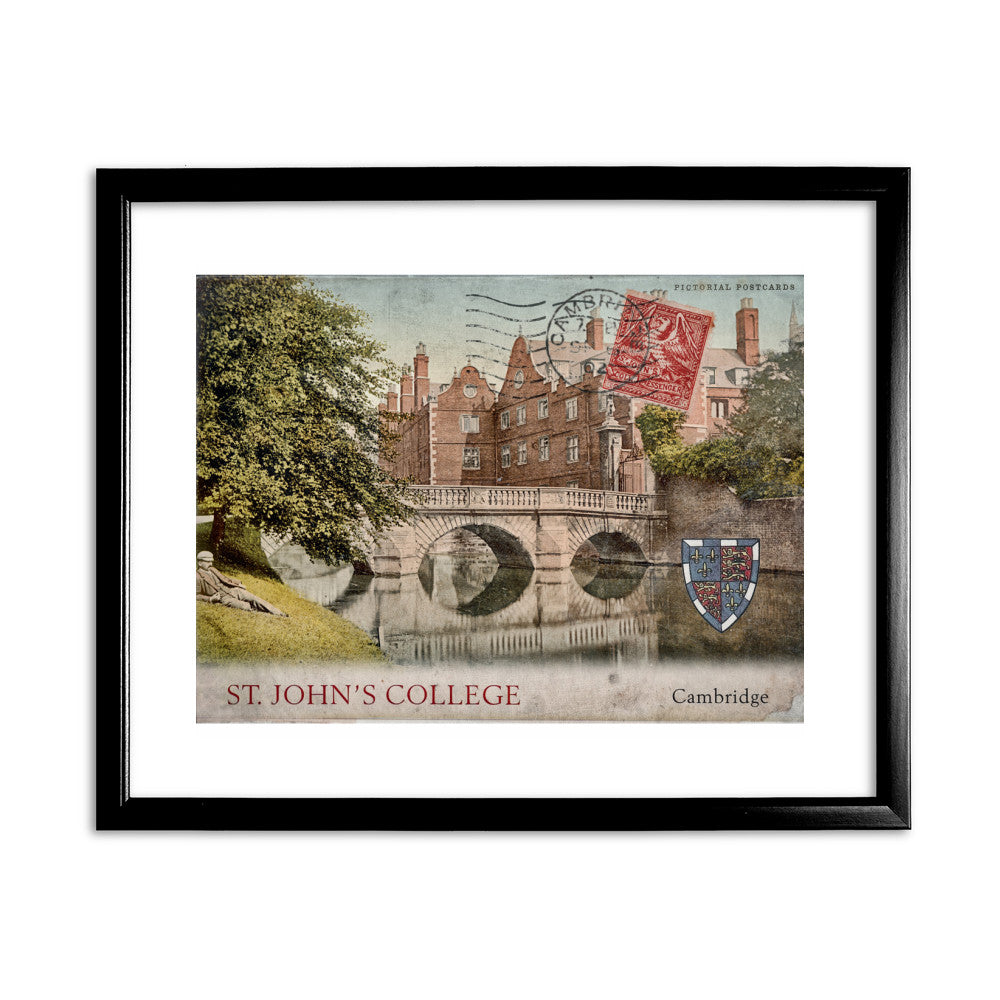 St Johns College, Cambridge 11x14 Framed Print (Black)