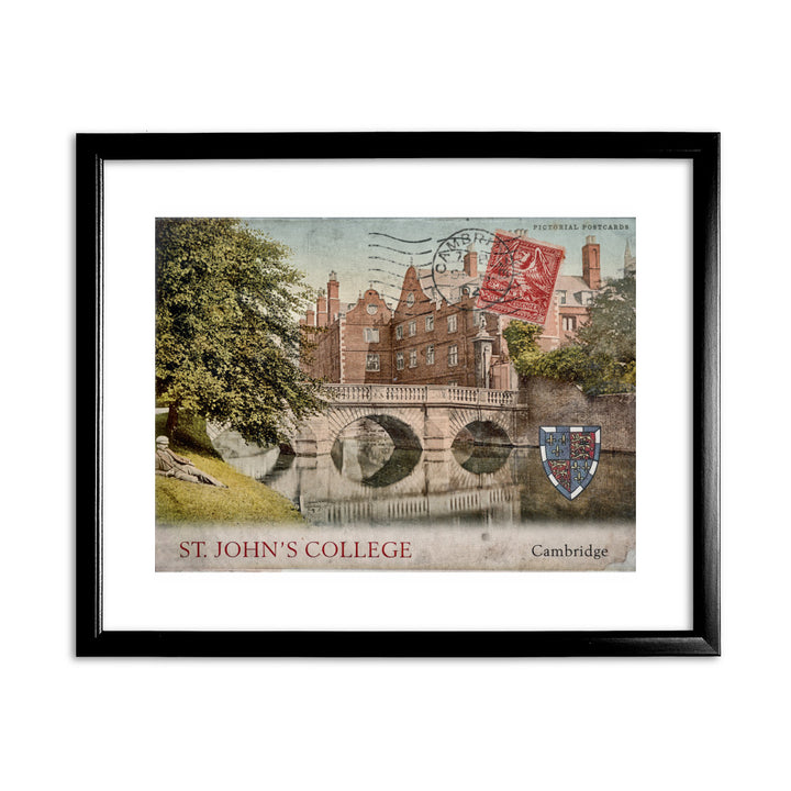 St Johns College, Cambridge 11x14 Framed Print (Black)