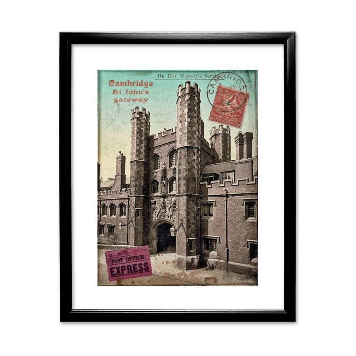 St Johns Gateway, Cambridge 11x14 Framed Print (Black)