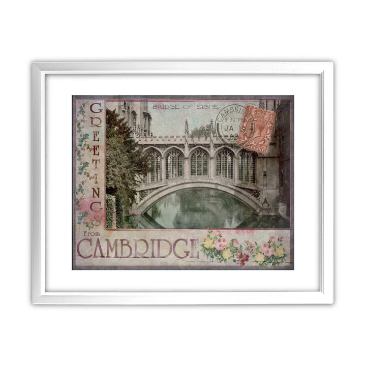 Bridge of Sighs, Cambridge 11x14 Framed Print (White)