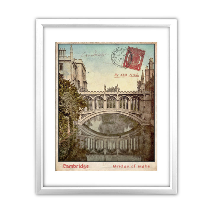 Bridge of Sighs, Cambridge 11x14 Framed Print (White)