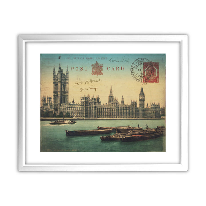 Houses of Parliament, London 11x14 Framed Print (White)