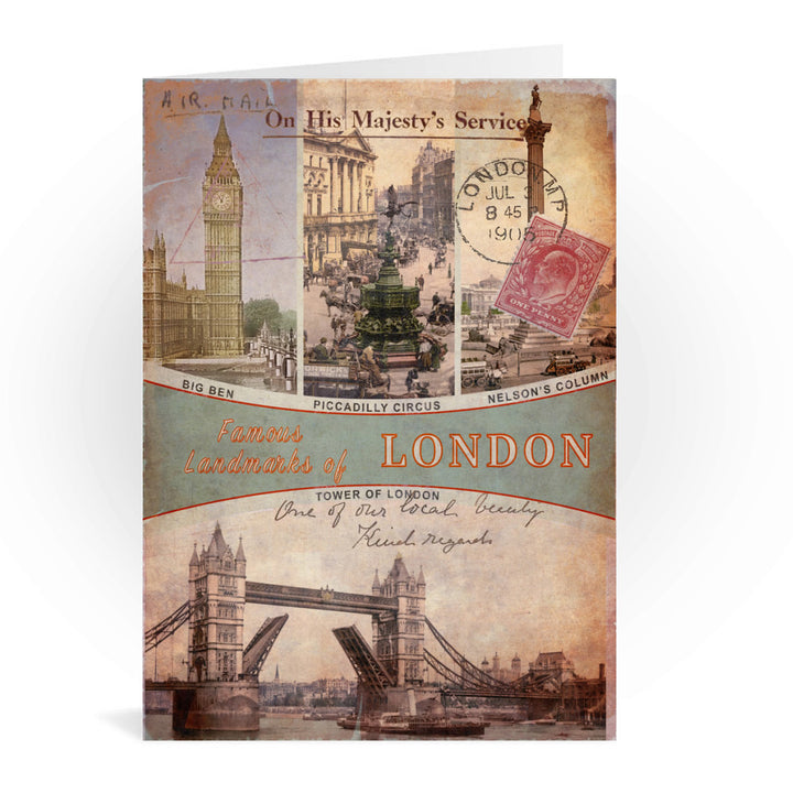 Famous Landmarks of London Greeting Card 7x5