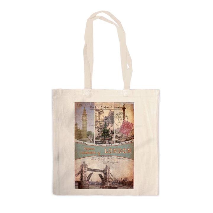 Famous Landmarks of London Canvas Tote Bag