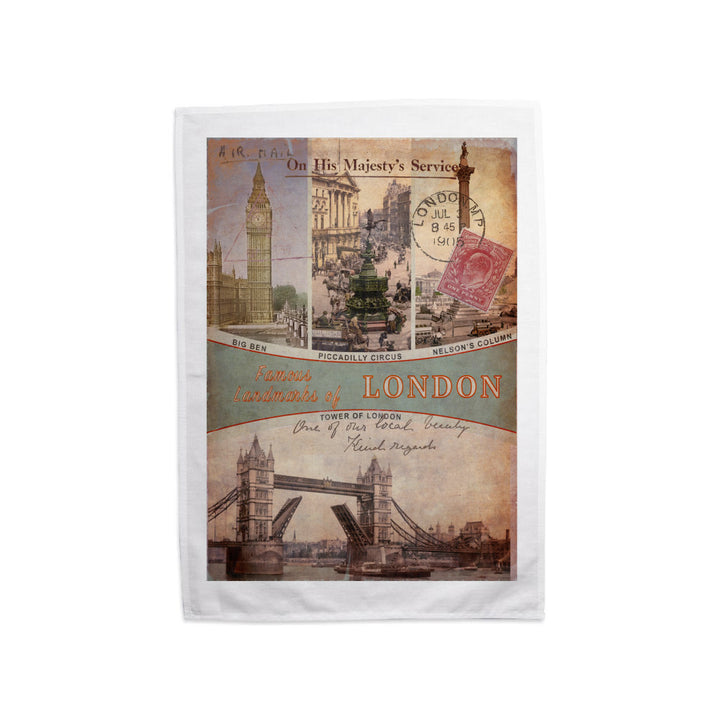 Famous Landmarks of London Tea Towel
