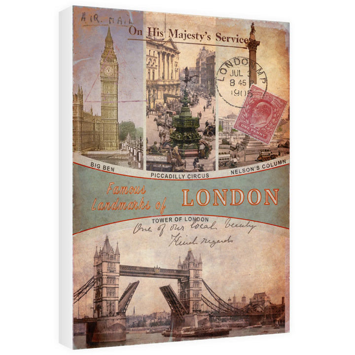 Famous Landmarks of London 60cm x 80cm Canvas