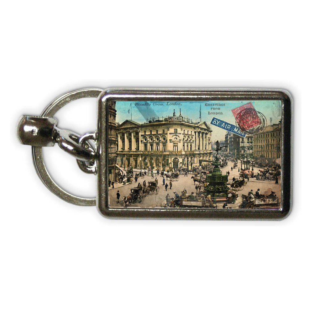 Piccadilly Circus, London Metal Keyring