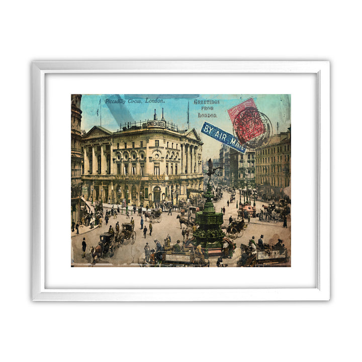 Piccadilly Circus, London 11x14 Framed Print (White)