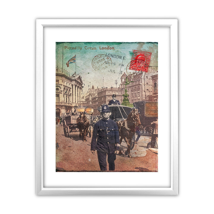 Piccadilly Circus, London 11x14 Framed Print (White)