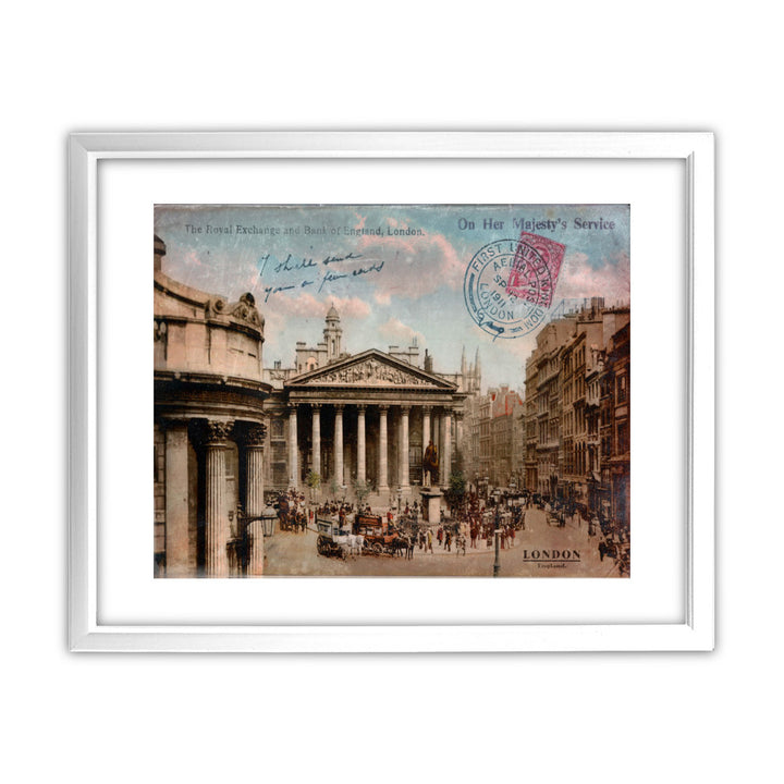 The Royal Exchange and Bank of England 11x14 Framed Print (White)