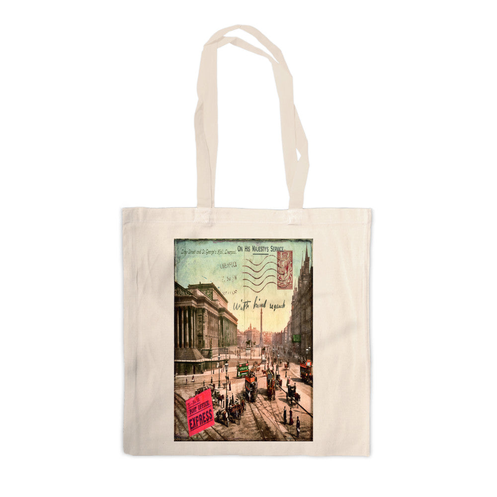 Lime Street and St Georges Hall, Liverpool Canvas Tote Bag