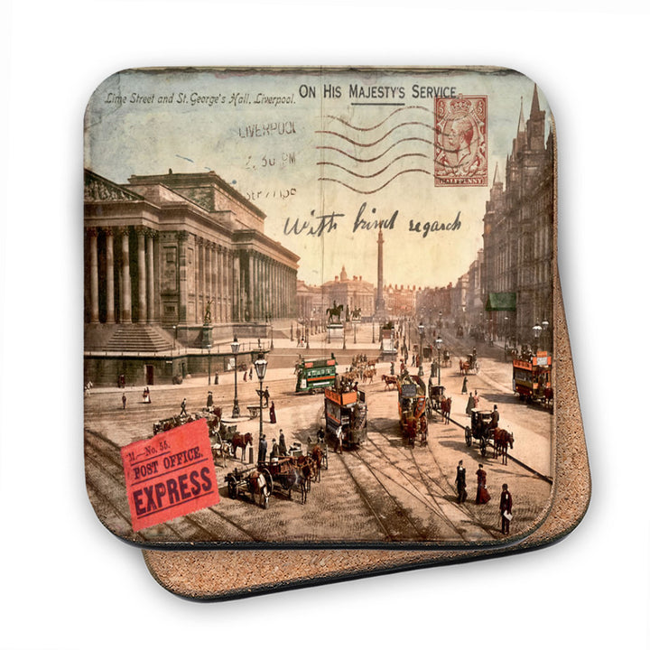 Lime Street and St Georges Hall, Liverpool MDF Coaster