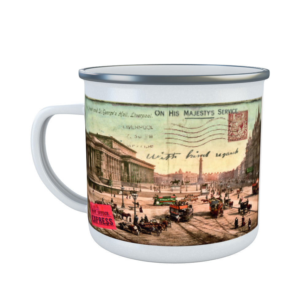 Lime Street and St Georges Hall, Liverpool Enamel Mug