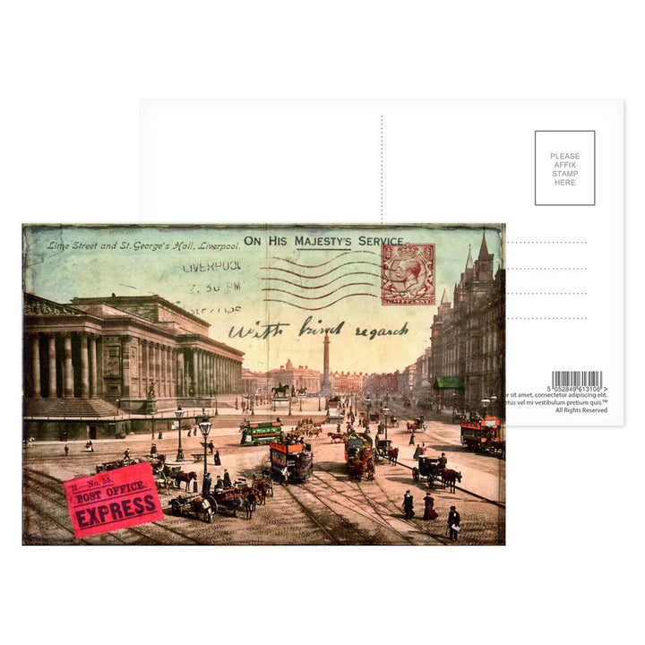 Lime Street and St Georges Hall, Liverpool Postcard Pack