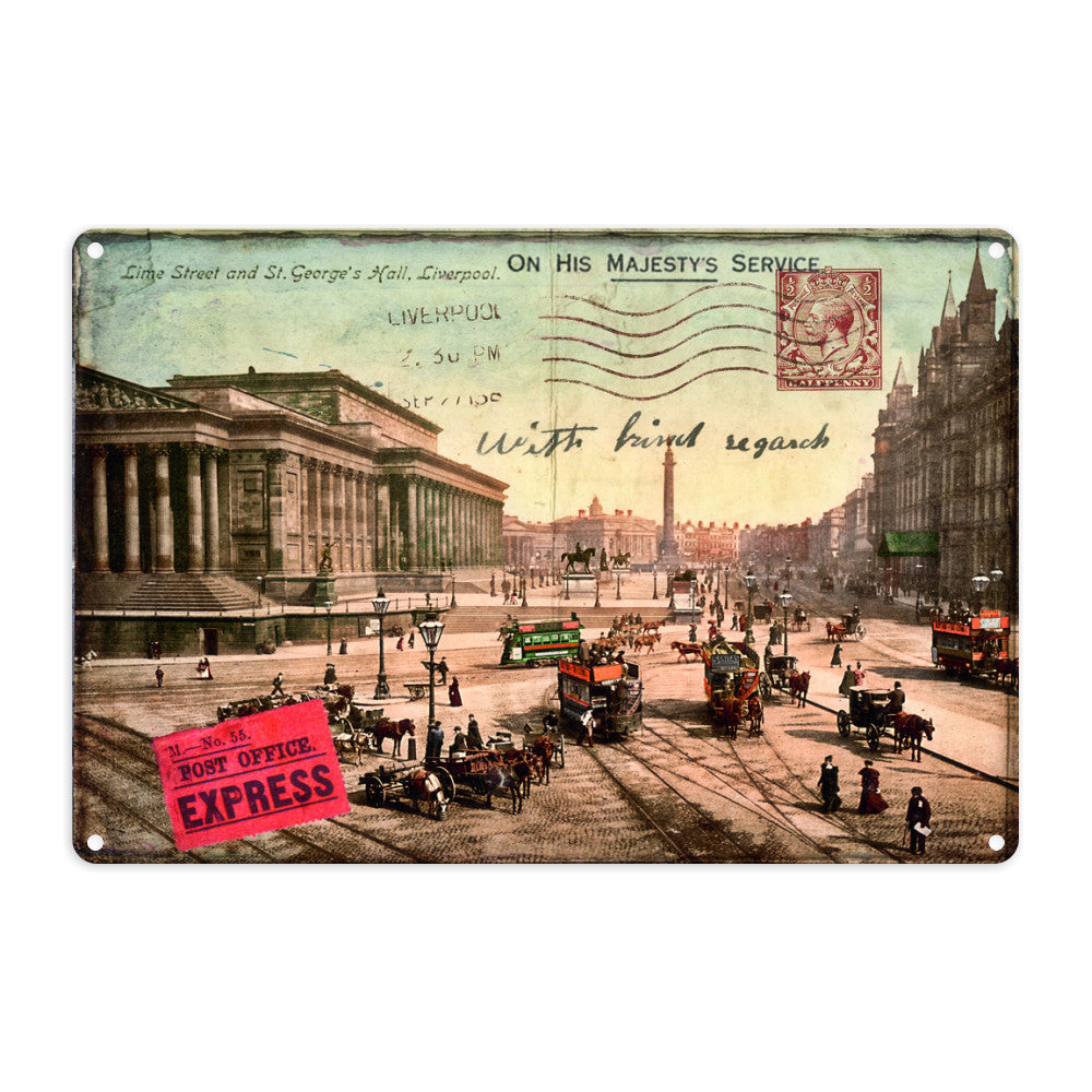 Lime Street and St Georges Hall, Liverpool Metal Sign