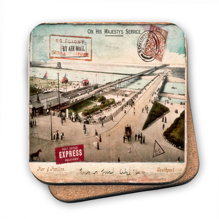 Southport Pier and Pavilion, Lancashire MDF Coaster