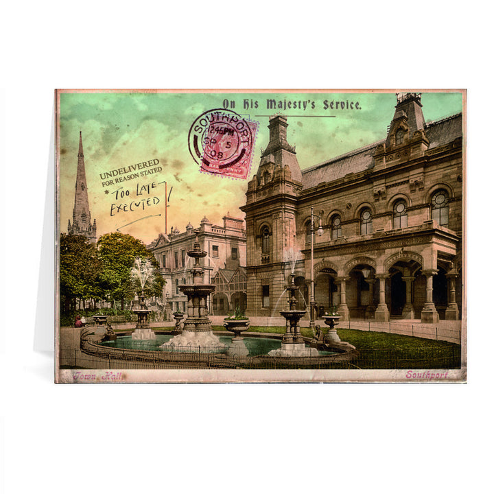 The Town Hall, Southport Greeting Card 7x5