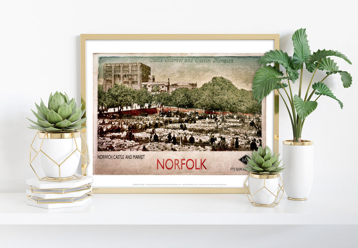 Norwich Castle and Market - Art Print
