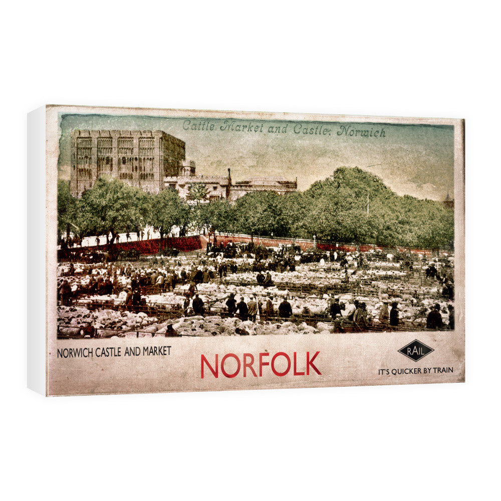 Norwich Castle and Market 60cm x 80cm Canvas