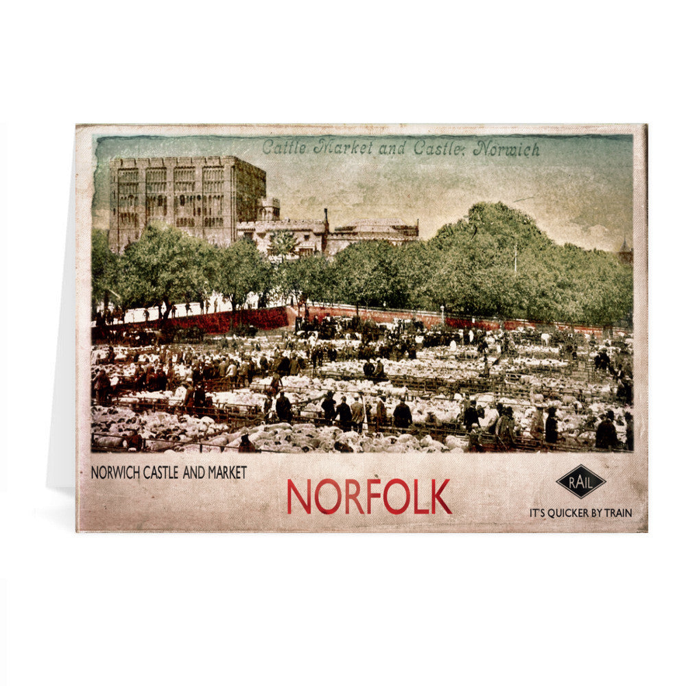 Norwich Castle and Market Greeting Card 7x5