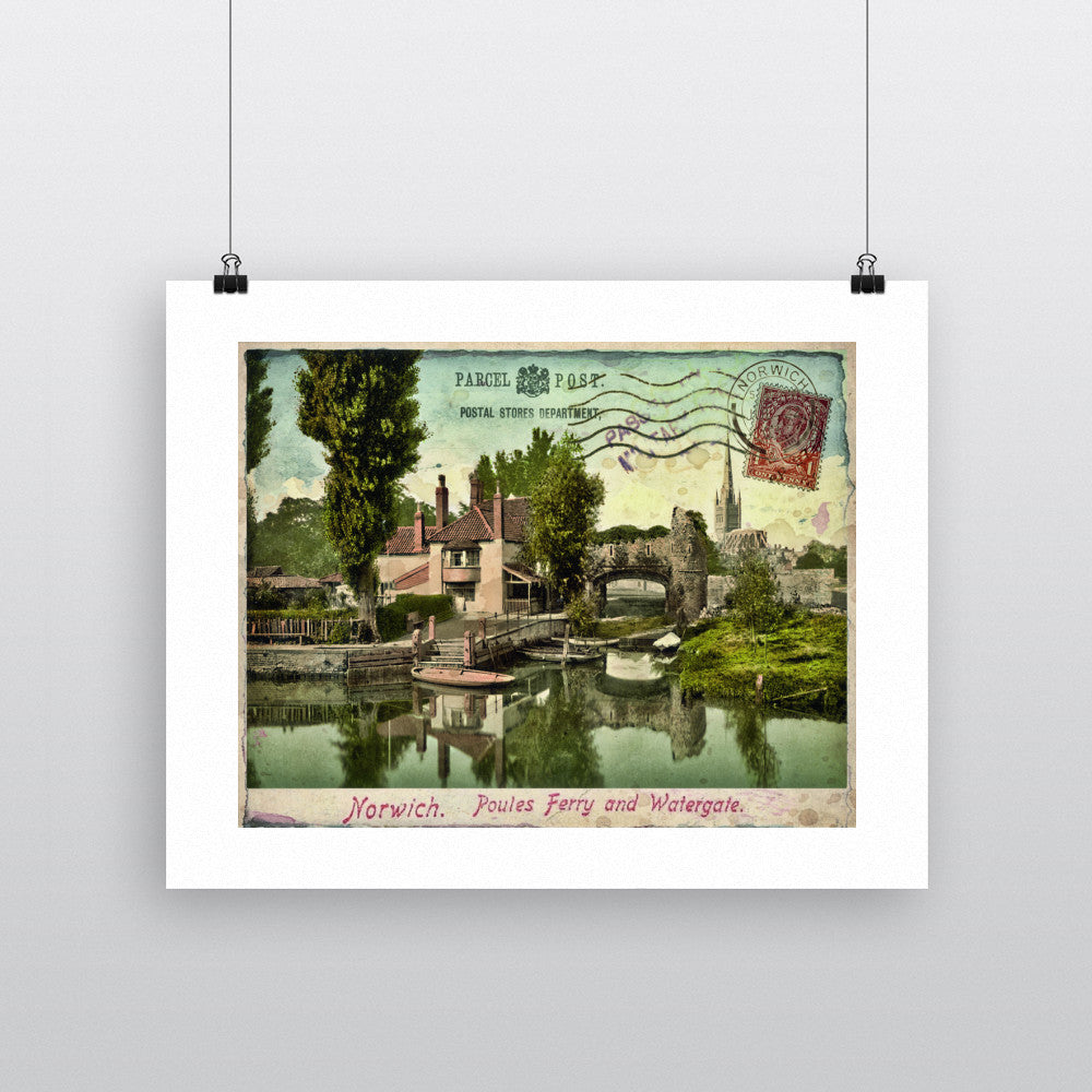 Poules Ferry and Watergate, Norwich 90x120cm Fine Art Print