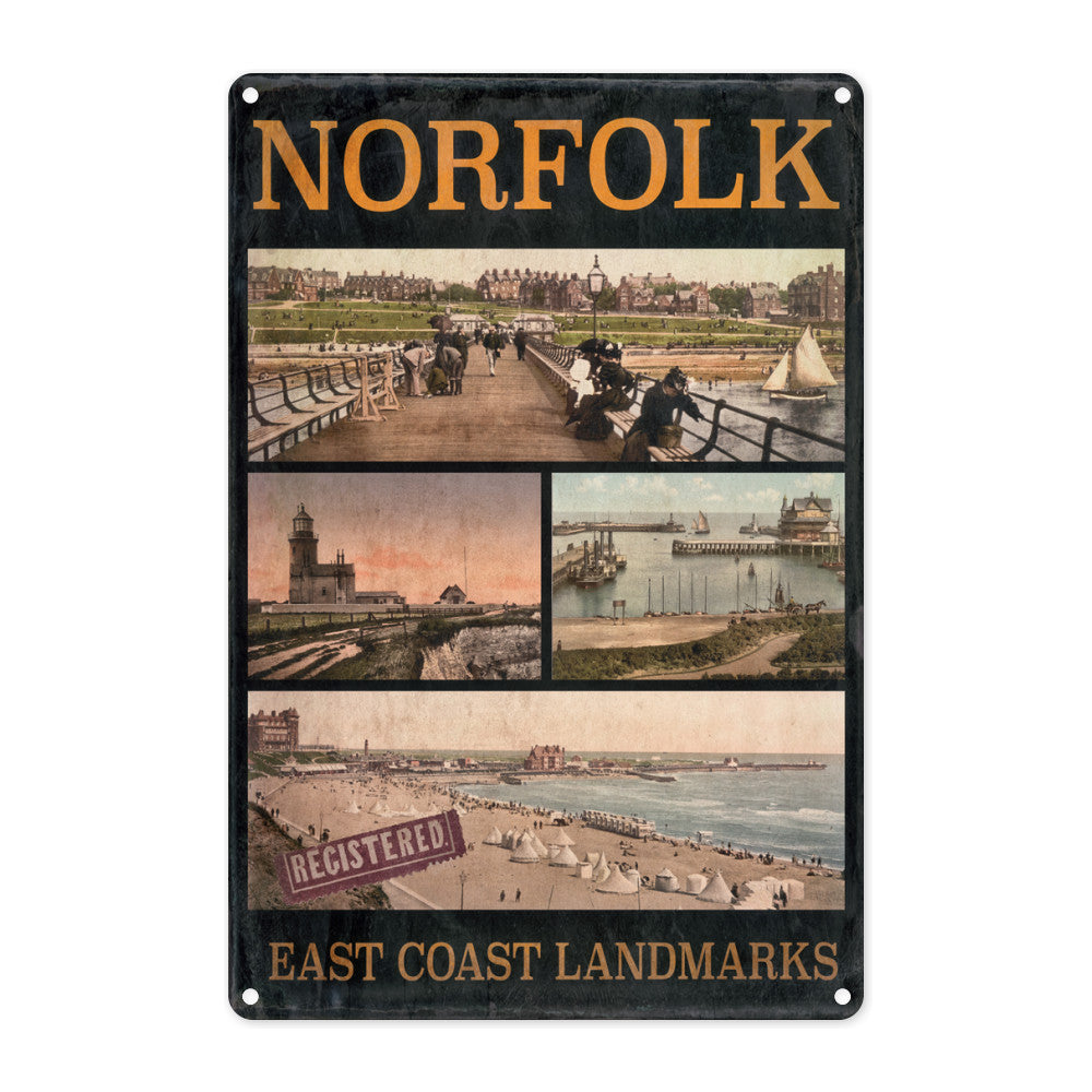 Norfolk East Coast Landmarks Metal Sign