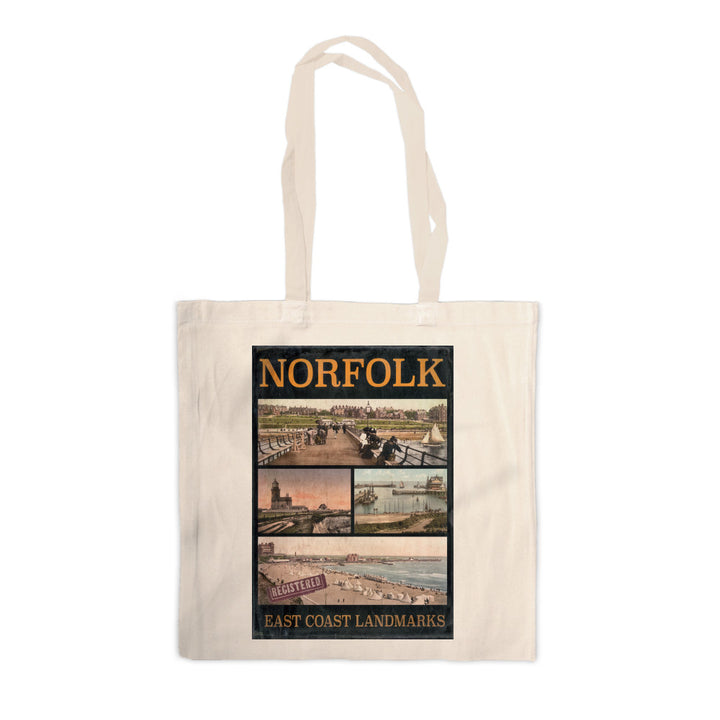 Norfolk East Coast Landmarks Canvas Tote Bag