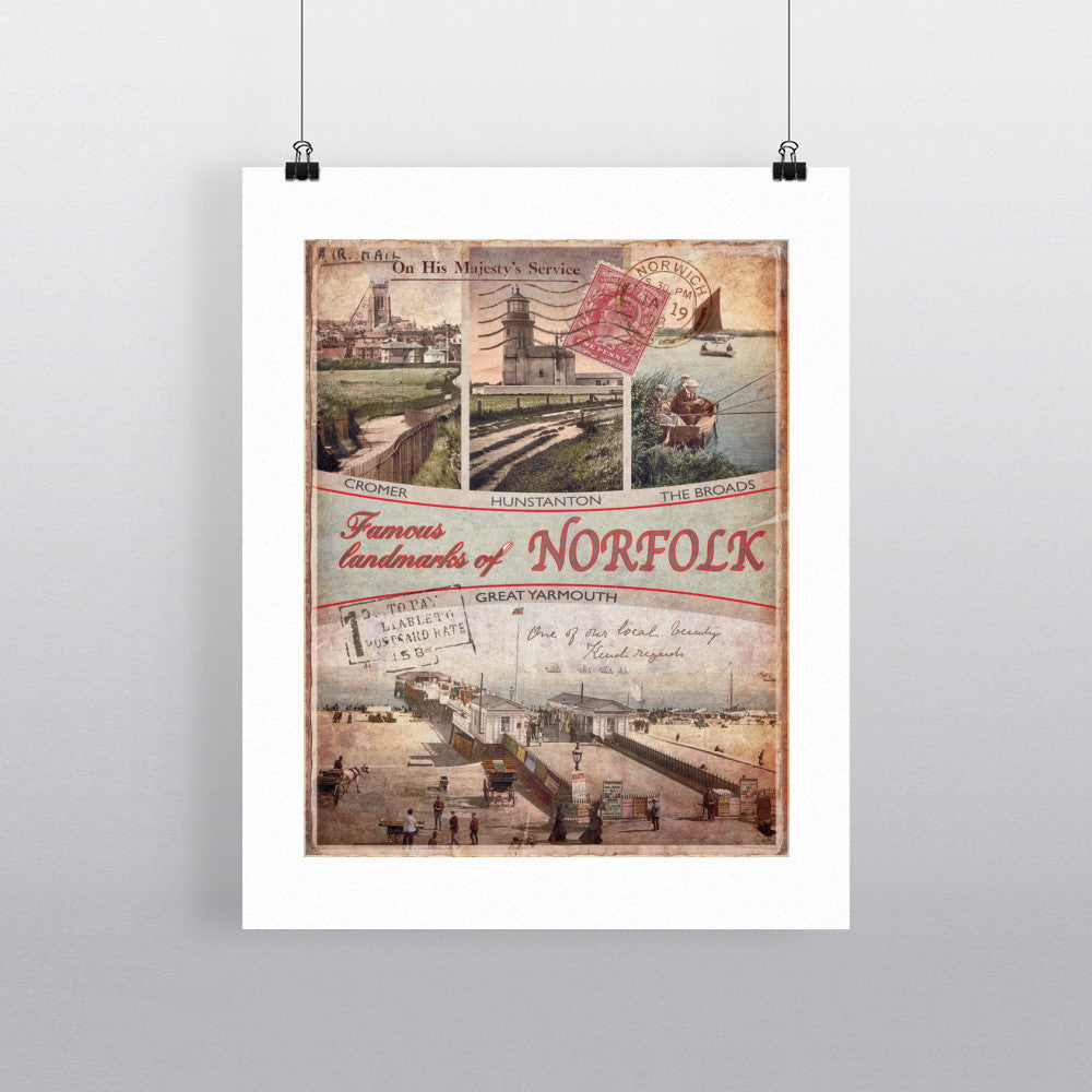 Famous Landmarks of Norfolk - Art Print