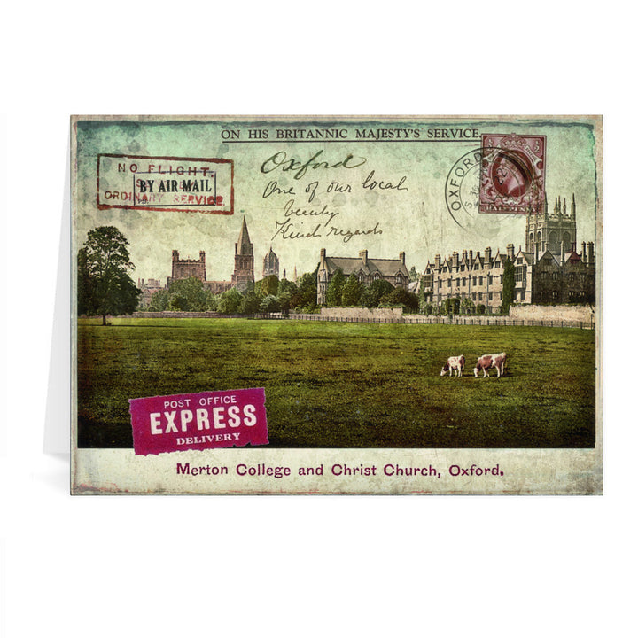 Merton College and Christ Church, Oxford Greeting Card 7x5