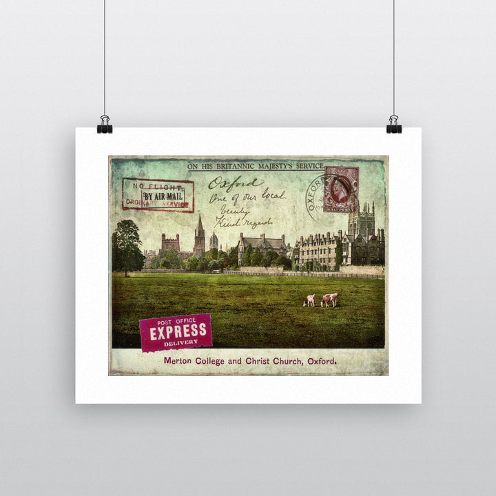 Merton College and Christ Church, Oxford 90x120cm Fine Art Print