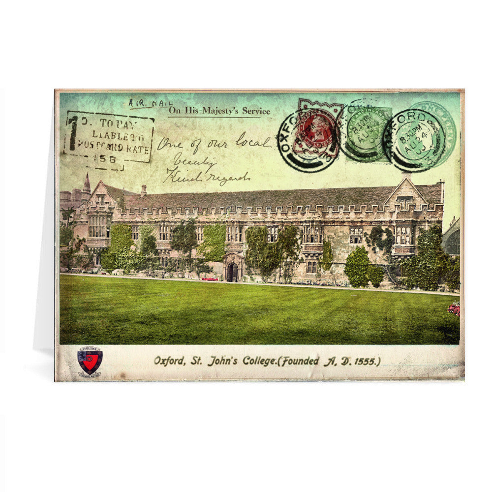 St Johns College, Oxford Greeting Card 7x5