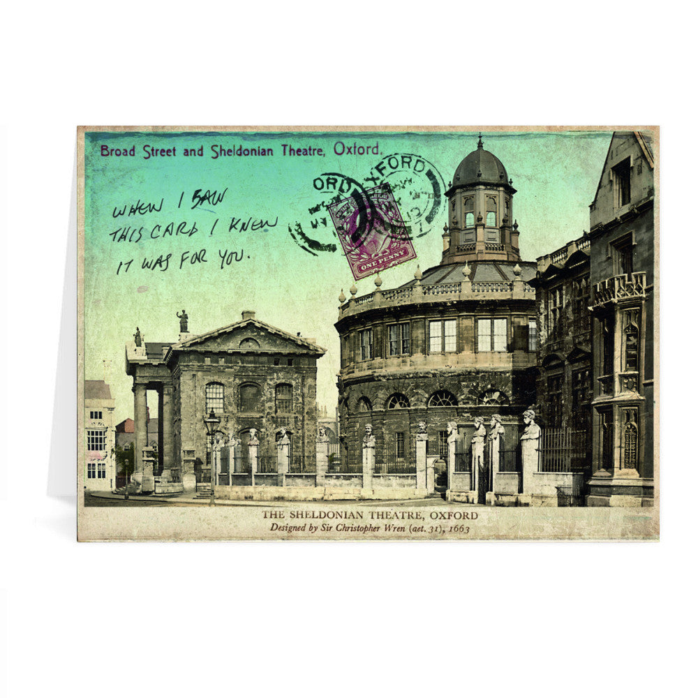 Broad Street and Sheldonian Theatre, Oxford Greeting Card 7x5