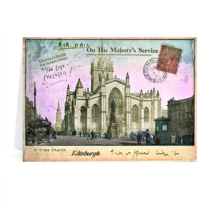 St Giles Church, Edinburgh Greeting Card 7x5