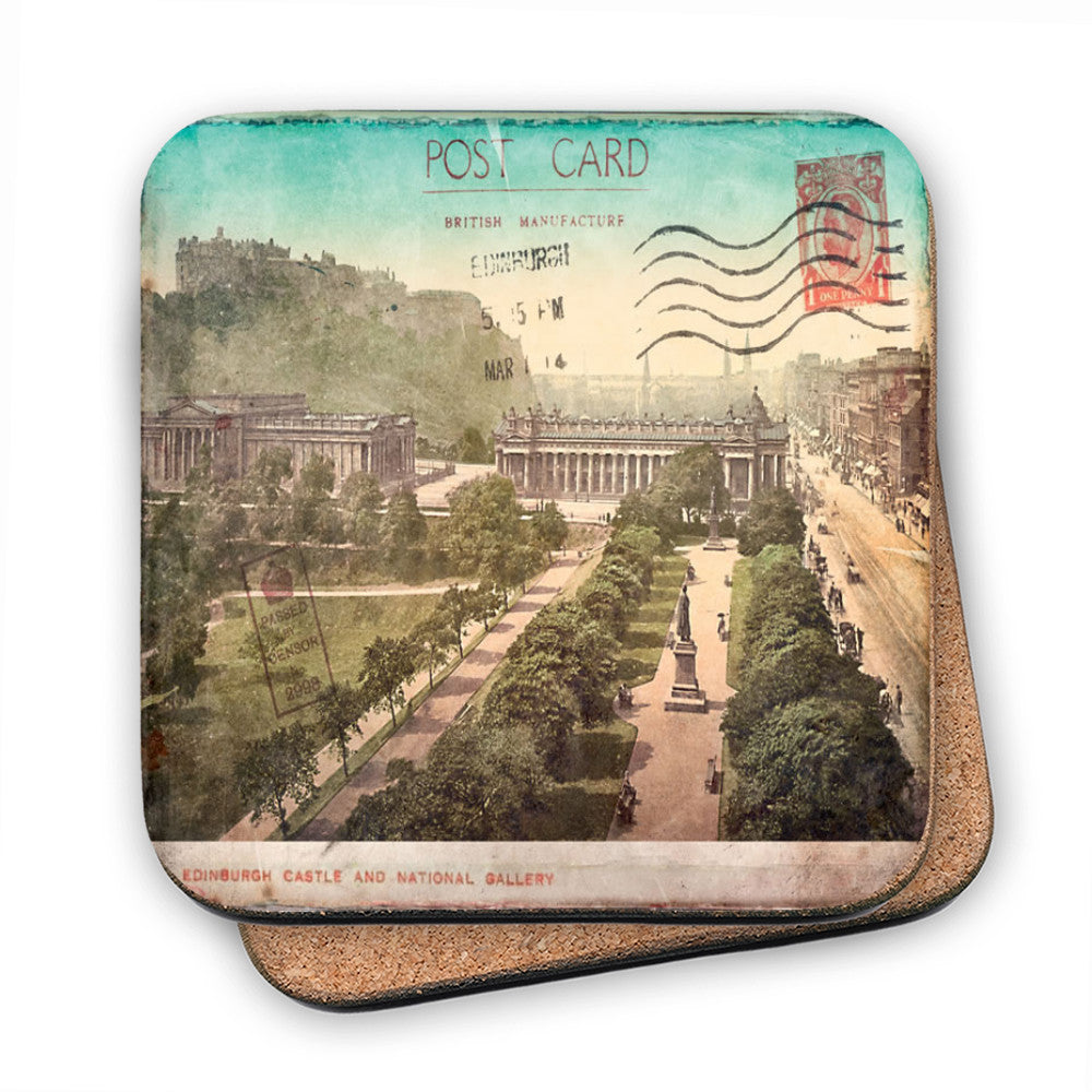 Edinburgh Castle and National Gallery, Scotland MDF Coaster