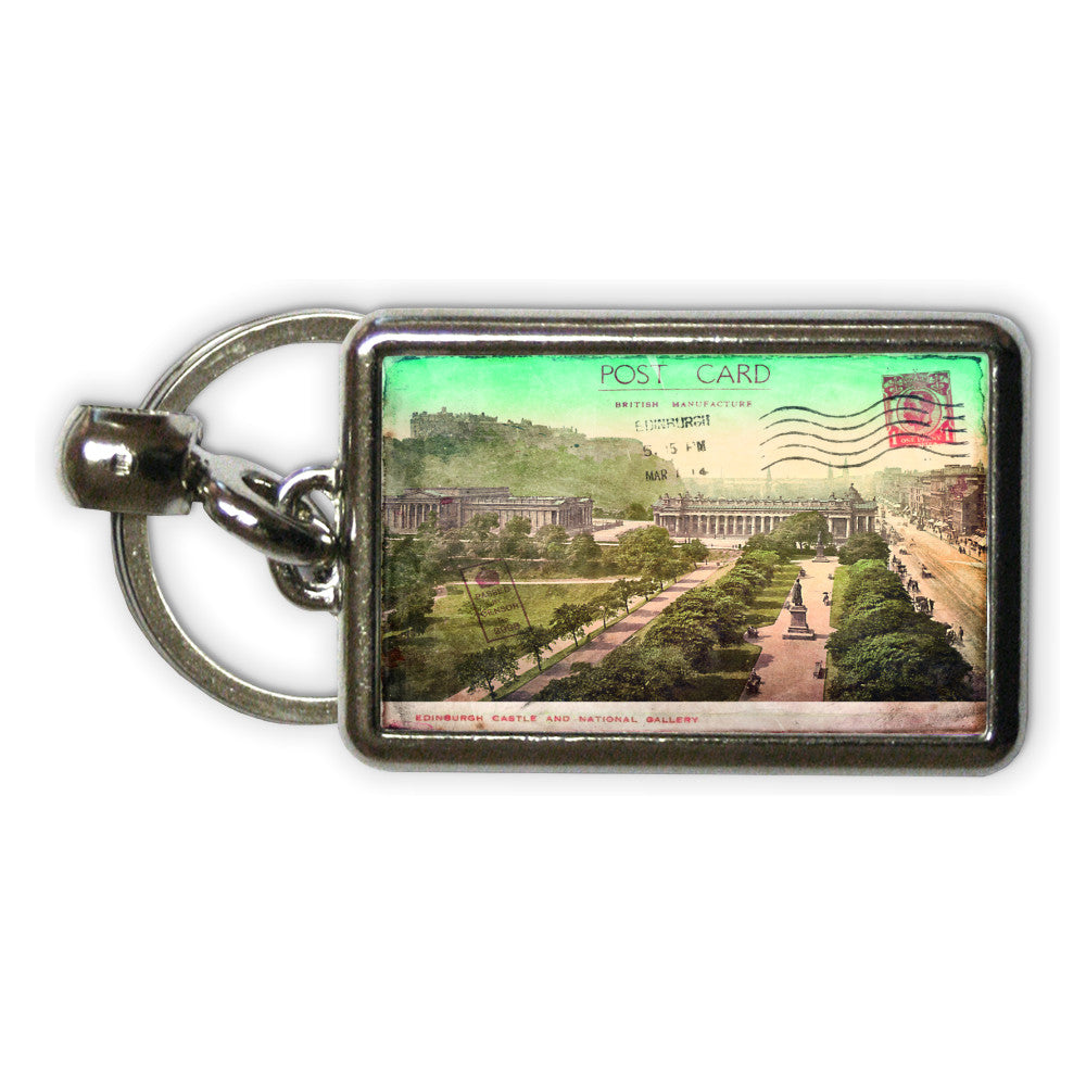 Edinburgh Castle and National Gallery, Scotland Metal Keyring